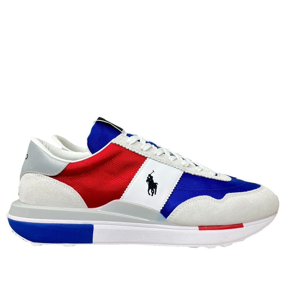 Polo Ralph Lauren Sneaker Womens 12.5  Train 89 Leather Red White Blue Retro USA